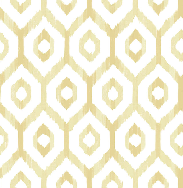 Lucia Yellow Diamond Wallpaper with Modern Ikat Geometric Trellis - A-Street Prints 2744-24141
