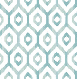 Lucia Teal Diamond Wallpaper with Ikat Geometric Trellis - A-Street Prints 2744-24142