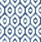 Lucia Blue Diamond Wallpaper with Ikat Geometric Trellis - A-Street Prints 2744-24143