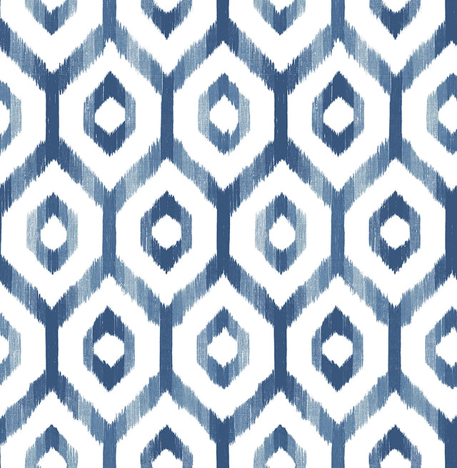 Lucia Blue Diamond Wallpaper with Ikat Geometric Trellis - A-Street Prints 2744-24143