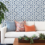 Lucia Blue Diamond Wallpaper with Ikat Geometric Trellis - A-Street Prints 2744-24143