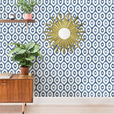 Lucia Blue Diamond Wallpaper with Ikat Geometric Trellis - A-Street Prints 2744-24143