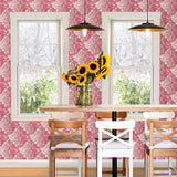 Balangan Red Damask Wallpaper with Modern Ombre Damask Pattern - A-Street Prints 2744-24146