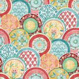 Laguna Coral Plate Wallpaper with Modern Medallion Pattern - A-Street Prints 2744-24147