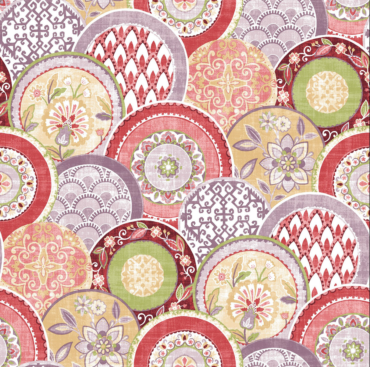 Laguna Pink Plate Wallpaper with Medallion Novelty Pattern - A?Street Prints 2744-24149