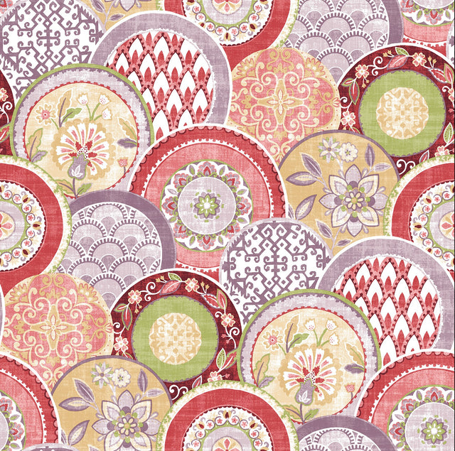 Laguna Pink Plate Wallpaper with Medallion Novelty Pattern - A?Street Prints 2744-24149