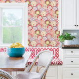 Laguna Pink Plate Wallpaper with Medallion Novelty Pattern - A?Street Prints 2744-24149