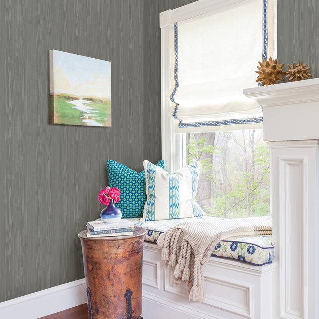 Illusion Grey Faux Wood Wallpaper with Modern Faux Wood Grain - A-Street Prints 2744-24153