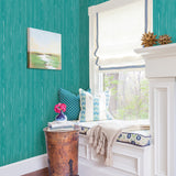 Illusion Aqua Faux Wood Wallpaper with Modern Faux Effects Wood Grain - Brewster 2744-24156