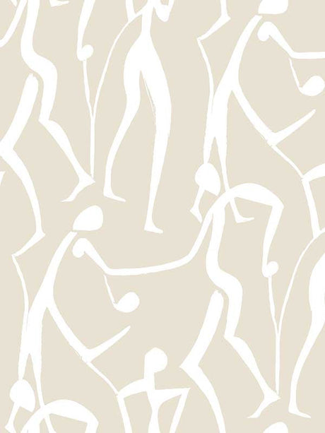 Joyful Dancers Nude wallpaper by York Wallcoverings ZM2834 – abstract dancing figures in beige and white