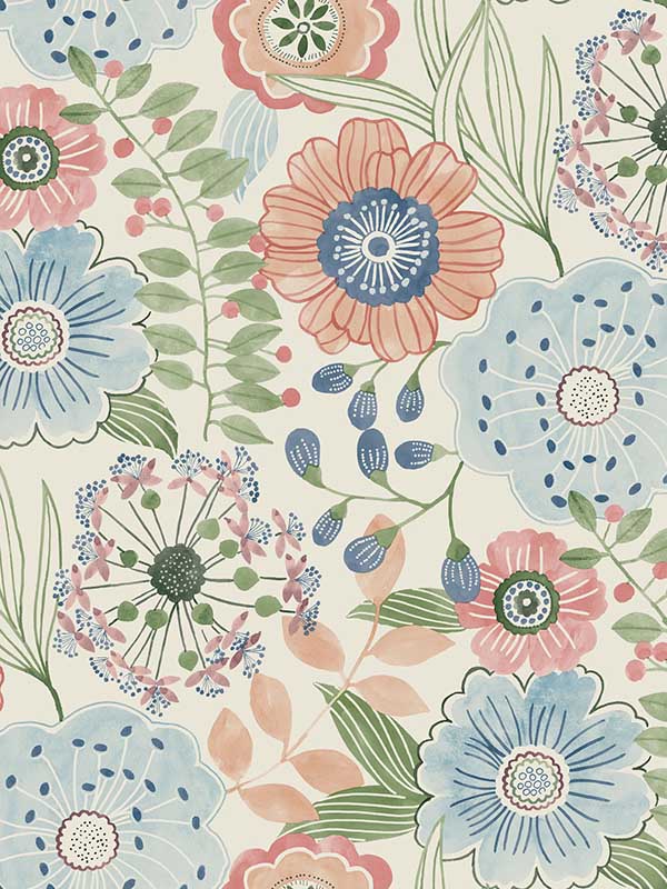 Artistic Bouquet Multicolor Wallpaper by York Wallcoverings ZM2893