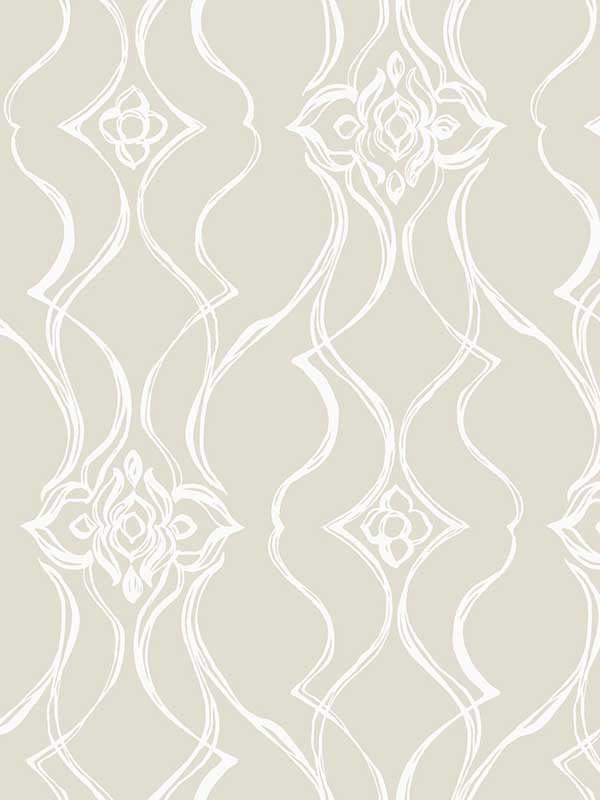 Candice Olson Pirouette Beige sketched damask wallpaper DF3375