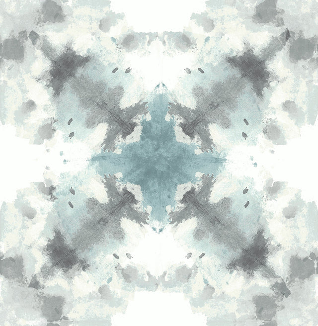 Mysterious Teal Abstract Wallpaper with Modern Geometric Kaleidoscope Motif - A-Street Prints 2763-24211