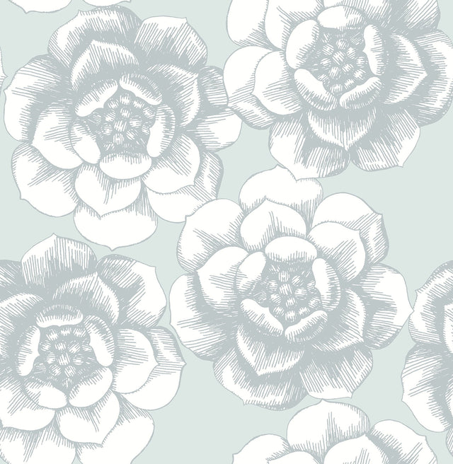 Fanciful Silver Floral Wallpaper