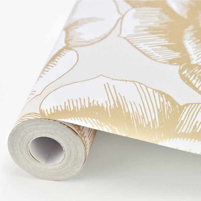 Fanciful Gold Floral Wallpaper