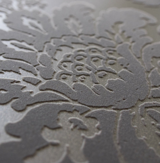 Shadow Brown Flocked Damask Wallpaper with Modern Damask Pattern - A-Street Prints 2763-87311