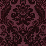Shadow Merlot Flocked Damask Wallpaper with Modern Damask Pattern - A-Street Prints 2763-87315