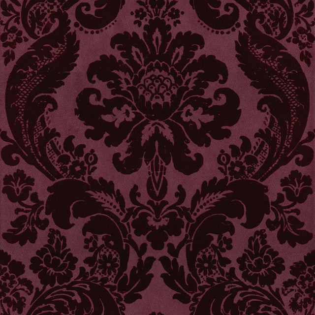 Shadow Merlot Flocked Damask Wallpaper with Modern Damask Pattern - A-Street Prints 2763-87315
