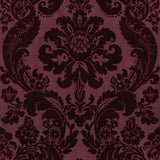 Shadow Merlot Flocked Damask Wallpaper with Modern Damask Pattern - A-Street Prints 2763-87315SAM