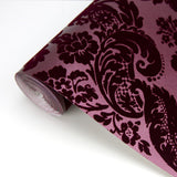 Shadow Merlot Flocked Damask Wallpaper with Modern Damask Pattern - A-Street Prints 2763-87315
