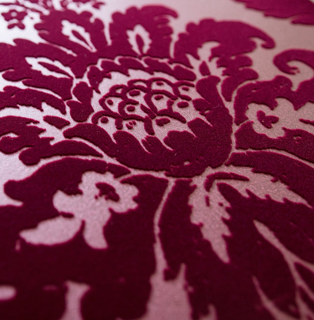 Shadow Merlot Flocked Damask Wallpaper with Modern Damask Pattern - A-Street Prints 2763-87315