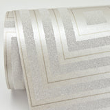 Luminous Platinum Beaded Geometric Wallpaper with Modern Geometric Pattern - A-Street Prints 2763-87316