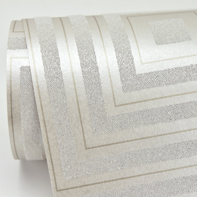 Luminous Platinum Beaded Geometric Wallpaper with Modern Geometric Pattern - A-Street Prints 2763-87316
