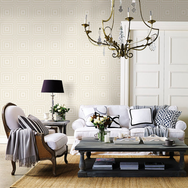 Luminous Platinum Beaded Geometric Wallpaper with Modern Geometric Pattern - A-Street Prints 2763-87316