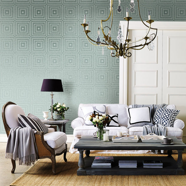 Luminous Ice Beaded Geometric Wallpaper