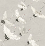 Windsong Grey Crane Wallpaper with Hand-Painted Bird Motif - A-Street Prints 2764-24304