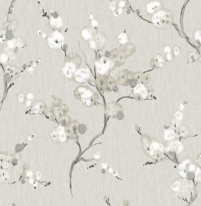 Bliss Taupe Blossom Wallpaper with Modern Floral Pattern - A-Street Prints 2764-24306