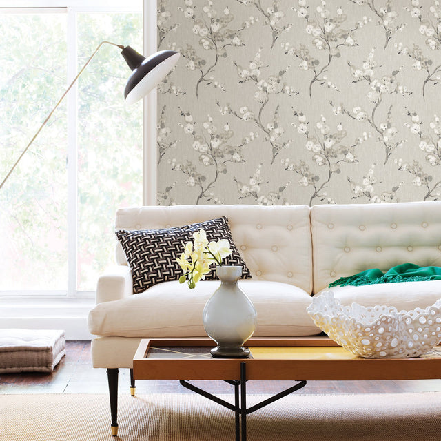 Bliss Taupe Blossom Wallpaper with Modern Floral Pattern - A-Street Prints 2764-24306