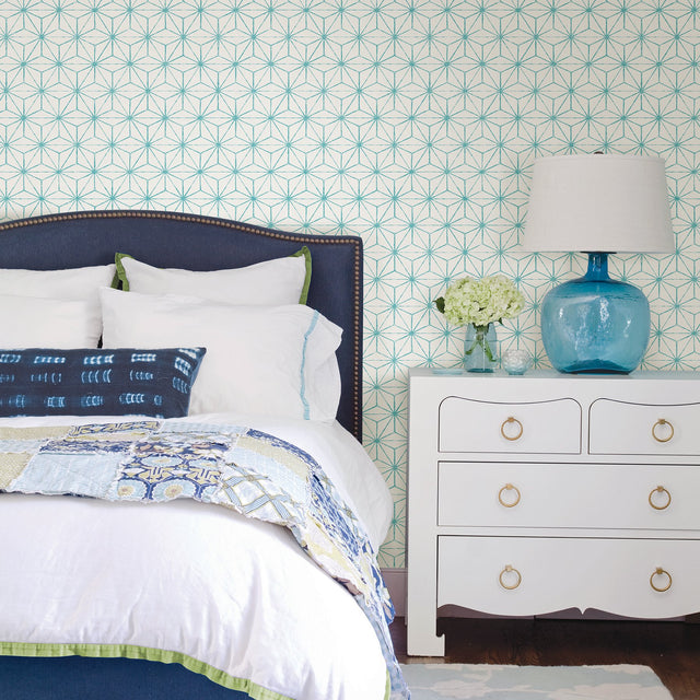 Orion Turquoise Geometric Wallpaper with Modern Non Woven Pattern - A-Street Prints 2764-24311
