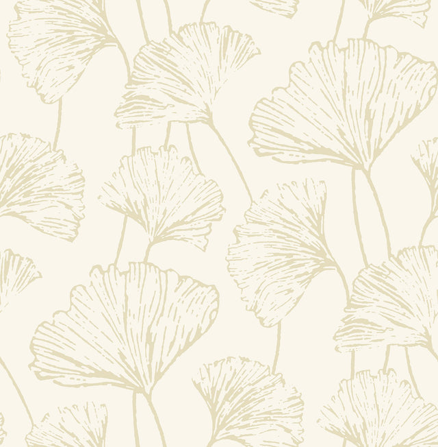 Reverie Gold Ginkgo Wallpaper with Modern Botanical Motif - A-Street Prints 2764-24316