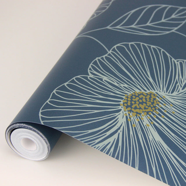 Mythic Blue Floral Wallpaper