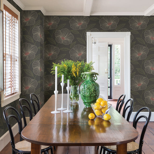 Mythic Grey Floral Wallpaper