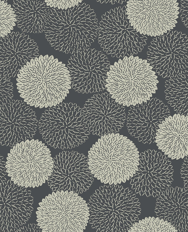 Blithe Charcoal Floral Wallpaper