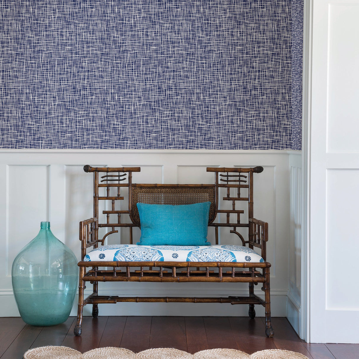 Shanti Blue Grid Wallpaper with Modern Plaid Pattern - A-Street Prints 2764-24330