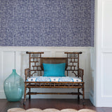 Shanti Blue Grid Wallpaper with Modern Plaid Pattern - A-Street Prints 2764-24330