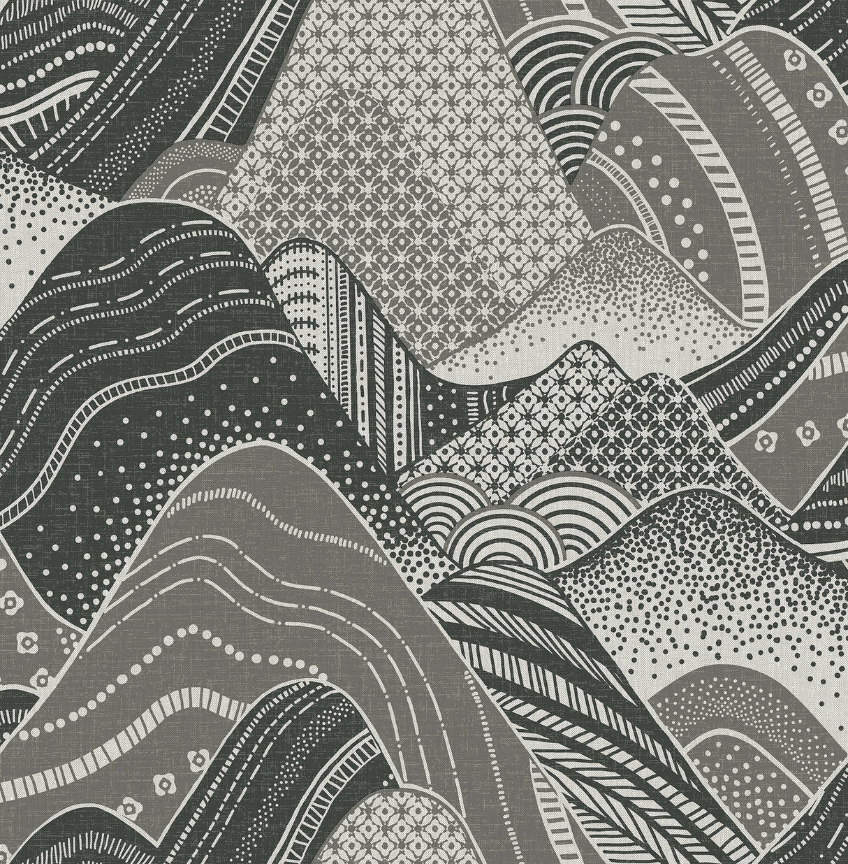 Meru Dark Grey Mountain Wallpaper with Modern Novelty Pattern - A-Street Prints 2764-24331