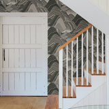 Meru Dark Grey Mountain Wallpaper with Modern Novelty Pattern - A-Street Prints 2764-24331