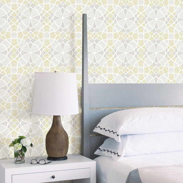 Zazen Yellow Geometric Wallpaper with Modern Interlocking Circle Motif - A-Street Prints 2764-24338