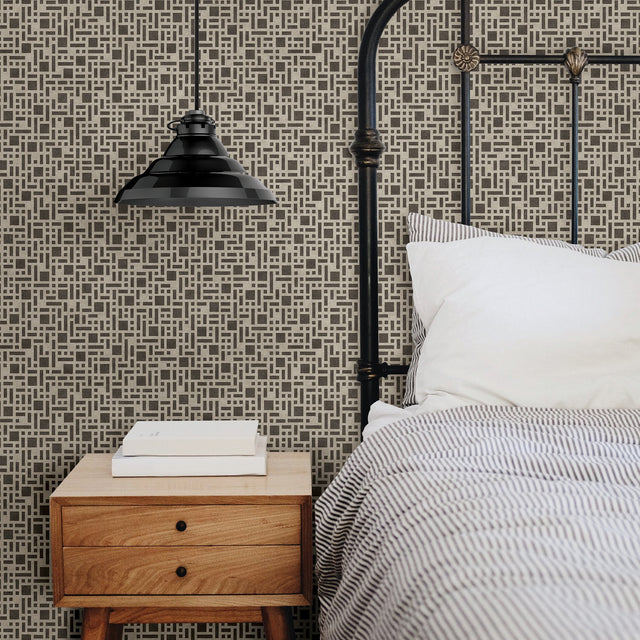Bento Brown Geometric Wallpaper with Modern Bento Box-Inspired Pattern - A-Street Prints 2764-24340