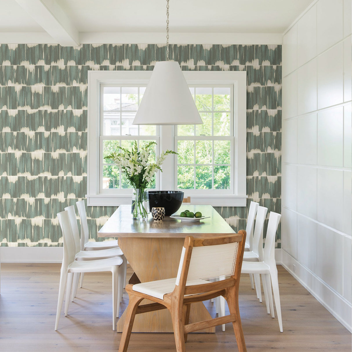 Serendipity Teal Shibori Wallpaper with Global Modern Striped Shibori Pattern - A-Street Prints 2764-24343