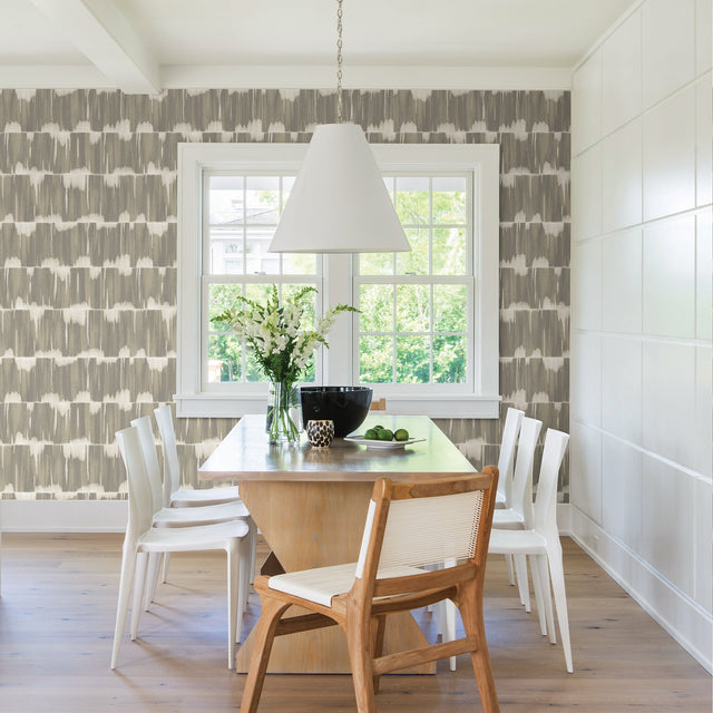 Serendipity Taupe Shibori Wallpaper with Modern Global Pattern - A?Street Prints 2764-24344