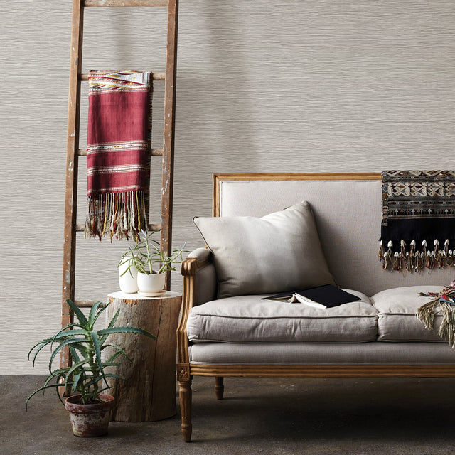 Mabe Grey Faux Grasscloth Wallpaper
