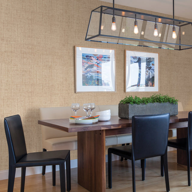 Caviar Beige Basketweave Wallpaper with Faux Grasscloth Fabric & Woven Texture - Warner 2807-87917