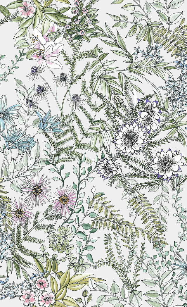 Full Bloom Off White Floral Wallpaper with Watercolor Botanical Pattern - A-Street Prints 2821-12901