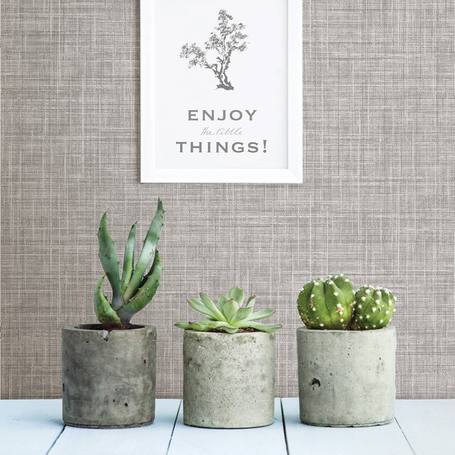 Mendocino Grey Linen Wallpaper with Faux Fabric & Woven Texture - A-Street Prints 2821-24270