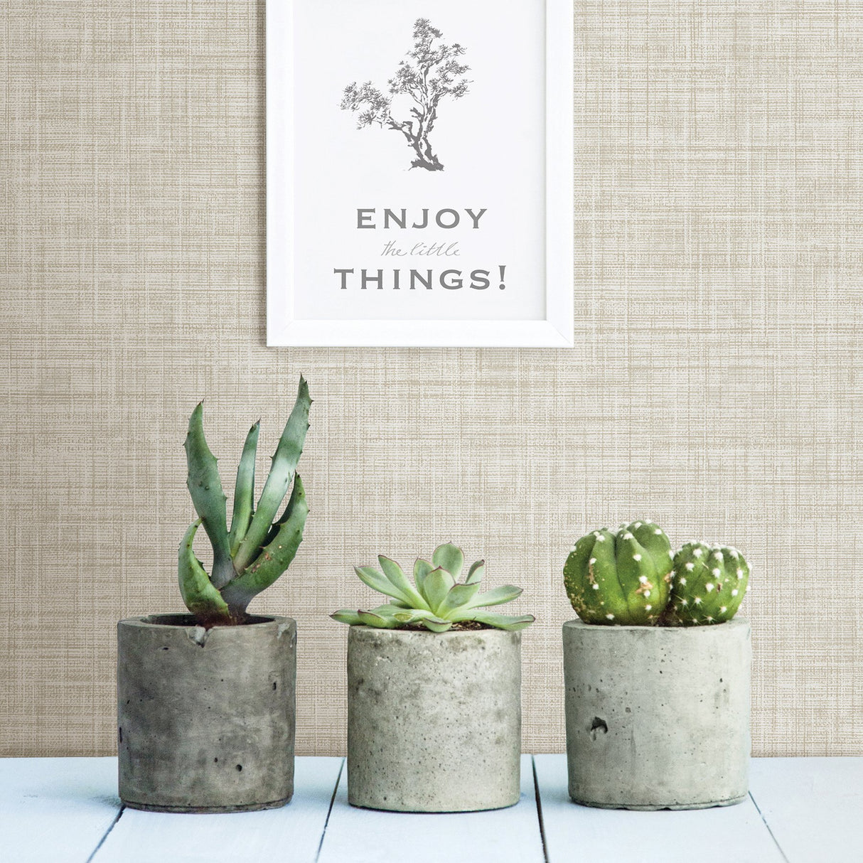 Mendocino Beige Linen Wallpaper with Faux Fabric Texture - A-Street Prints 2821-24273